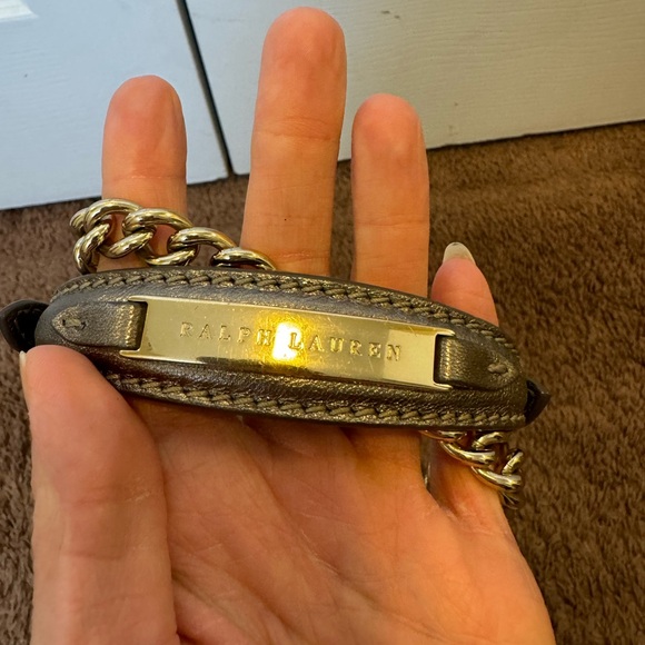 Ralph Lauren Collection Chain Strap Mini Ricky Shoulder Bag Metallic Pewter - Picture 3 of 13